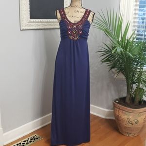 Maurices Navy Beaded Top Maxi Dress
